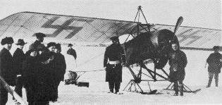 Eric von Rosens aeroplane arrives to Vasa in Finland the 6:th of mars 1918